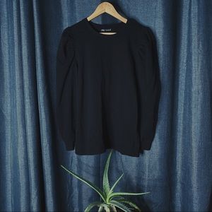 Zara Black Puff Sleeve Sweatshirt, Size Small
